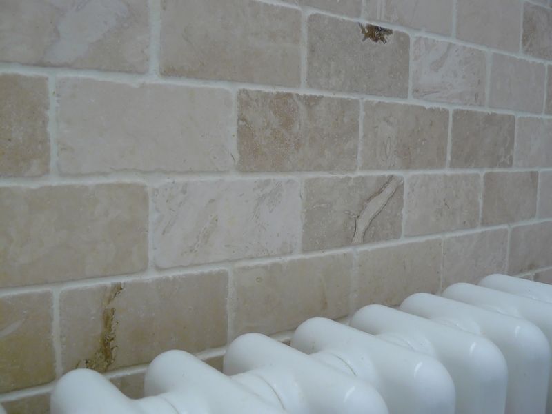 Travertine tiles, bathroom and w.c with granite worktop